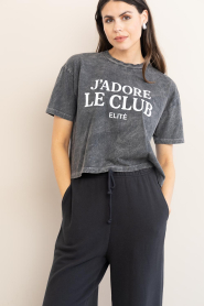 Elite Paris |  Cropped T-shirt with print Adore | black | Picture 5