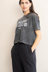 Elite Paris |  Cropped T-shirt with print Adore | black | Picture 4