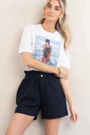 Elite Paris |  Cropped T-shirt with print Tan | white | Picture 4