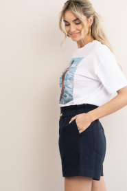 Elite Paris |  Cropped T-shirt with print Tan | white | Picture 6