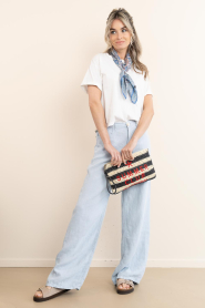 Elite Paris |  Cropped T-shirt with print Tan | white | Picture 9