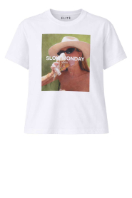 Elite Paris |  T-shirt with print Slow | white | Picture 1