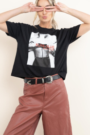 Elite Paris |  Cropped T-shirt with print Plasir | black | Picture 4