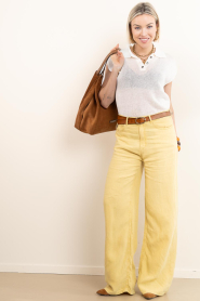 Lois Jeans |  Wide leg linen pants Skater L32 | yellow | Picture 4