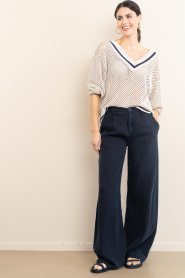Lois Jeans |  Wide leg linnen pants Skater L32 | dark blue | Picture 2