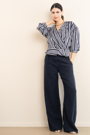 Lois Jeans |  Wide leg linnen pants Skater L32 | dark blue | Picture 3