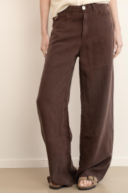 Lois Jeans |  Wide leg linnen pants Skater L32 | brown | Picture 4
