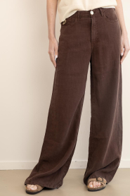 Lois Jeans |  Wide leg linnen pants Skater L32 | brown | Picture 5
