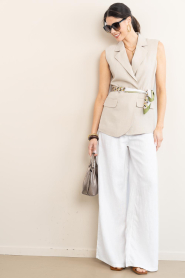 Lois Jeans |  Wide leg linen pants Marlene L32 | white | Picture 2