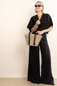 Lois Jeans |  Wide leg linen pants Marlene L32 | black | Picture 2