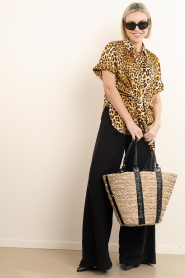 Lois Jeans |  Wide leg linen pants Marlene L32 | black | Picture 3