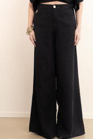 Lois Jeans |  Wide leg linen pants Marlene L32 | black | Picture 4