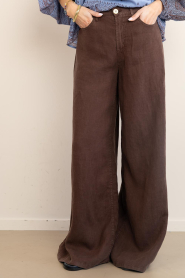 Lois Jeans |  Wide leg linen pants Marlene L32 | brown | Picture 4