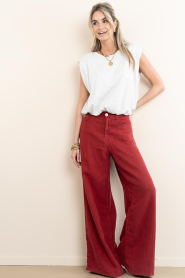 Lois Jeans |  Wide leg linen pants Marlene L32 | burgundy | Picture 2