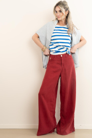 Lois Jeans |  Wide leg linen pants Marlene L32 | burgundy | Picture 3