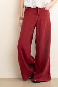 Lois Jeans |  Wide leg linen pants Marlene L32 | burgundy | Picture 4
