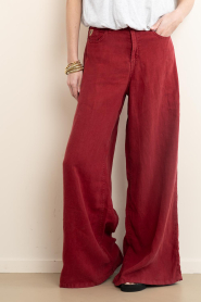 Lois Jeans |  Wide leg linen pants Marlene L32 | burgundy | Picture 5