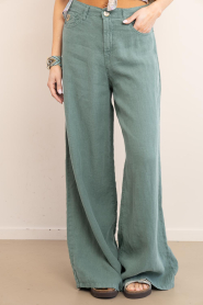 Lois Jeans |  Wide leg linen pants Marlene L32 | green | Picture 4