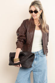 Herskind :  Leather bomber jacket Dario | brown - img2