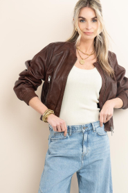Herskind :  Leather bomber jacket Dario | brown - img4