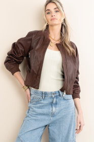 Herskind :  Leather bomber jacket Dario | brown - img6
