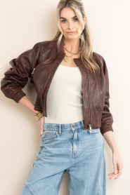 Herskind :  Leather bomber jacket Dario | brown - img7