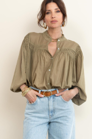 Devotion |  Cotton blouse Bloom | green | Picture 2