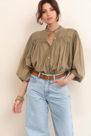 Devotion |  Cotton blouse Bloom | green | Picture 4
