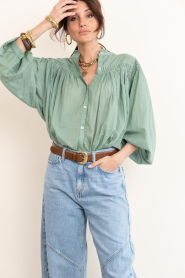 Devotion |  Cotton blouse Bloom | green | Picture 5
