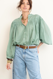 Devotion |  Cotton blouse Bloom | green | Picture 2