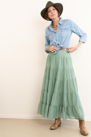 Devotion :  Cotton layered skirt Sage | green - img3