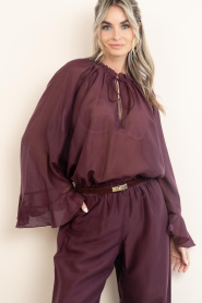 Devotion |  Transparant top Velvet | burgundy | Picture 5