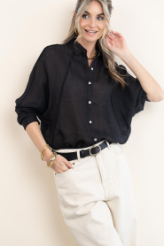 Devotion :  Ramie blouse Dalhora | black - img5