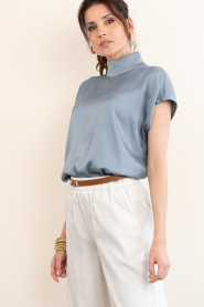 Drykorn :  Satin top Alaria | blue - img7