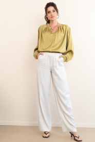 Drykorn |  Satin top with pleats Harleen | yellow | Picture 4