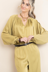 Drykorn |  Satin top with pleats Harleen | yellow | Picture 8