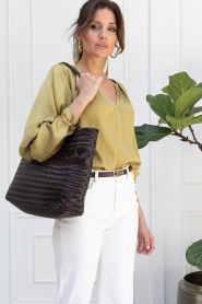 Drykorn :  Satin top with pleats Harleen | yellow - img4