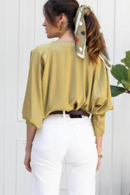 Drykorn :  Satin top with pleats Harleen | yellow - img8