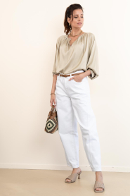 Drykorn :  Satin top with pleats Harleen | beige - img3