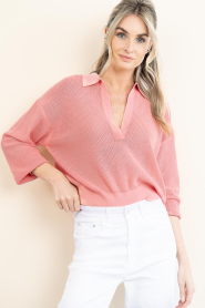 Drykorn |  Knitted sweater with V-neck Jorgia | coral | Picture 2