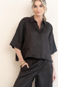 Drykorn |  Linen blouse Yarika | dark brown | Picture 5