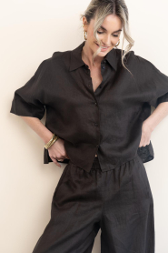 Drykorn |  Linen blouse Yarika | dark brown | Picture 6