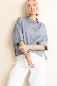 Drykorn |  Linen blouse Yarika | blue | Picture 5