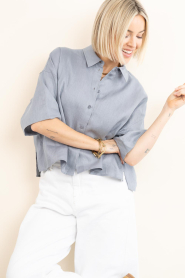 Drykorn |  Linen blouse Yarika | blue | Picture 6