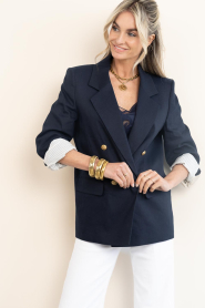 Drykorn |  Linen blend blazer Hadlow | dark blue | Picture 10