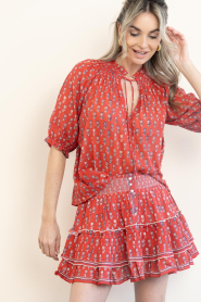 M.A.B.E |  Cotton mini skirt with print Ari | red | Picture 2