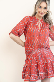 M.A.B.E |  Cotton mini skirt with print Ari | red | Picture 5