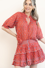 M.A.B.E |  Cotton mini skirt with print Ari | red | Picture 6