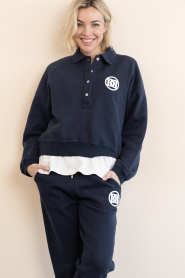 Deblon |  Polo sweater with logo Lotte | dark blue | Picture 5