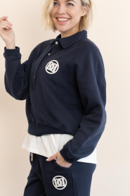Deblon |  Polo sweater with logo Lotte | dark blue | Picture 6